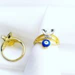 Lucky Evil Eye C zircon Butterfly  Turkish Ring - Blue