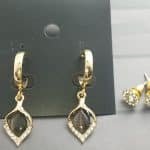 Beautiful leaf Drop round hoops - Black