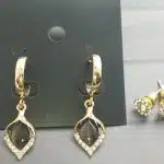 Beautiful leaf Drop round hoops - Black