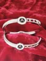 stainless steel bangle Luxery band Alphabet with crystals - Image 2