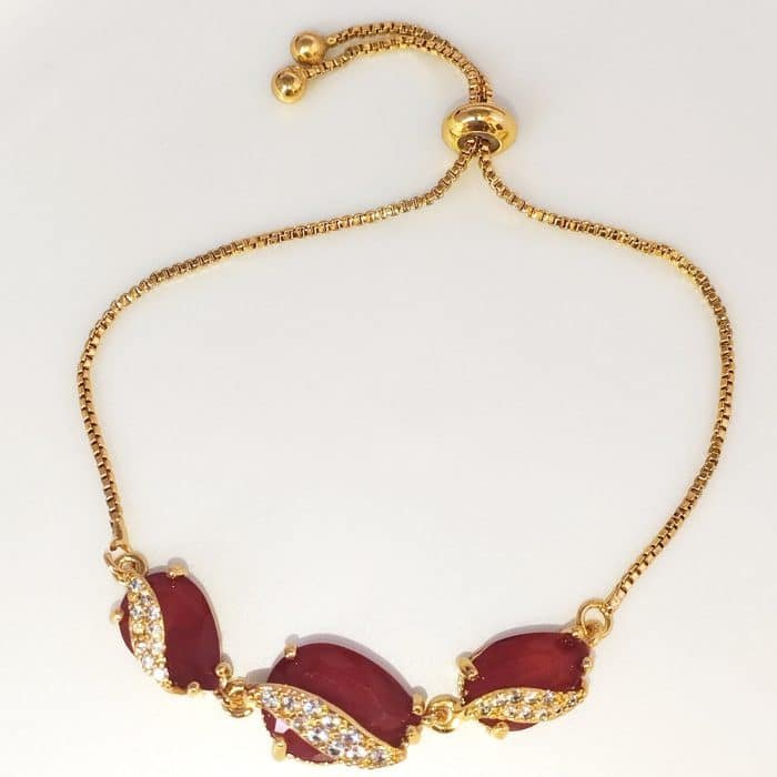 Zirconia teardrop stone bracelet - red - Image 2