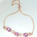 Zirconia oval stone bracelet - pink