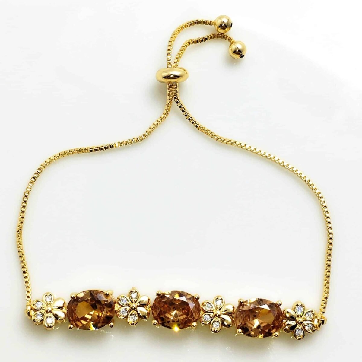 Zirconia oval stone bracelet - champagne - Image 2