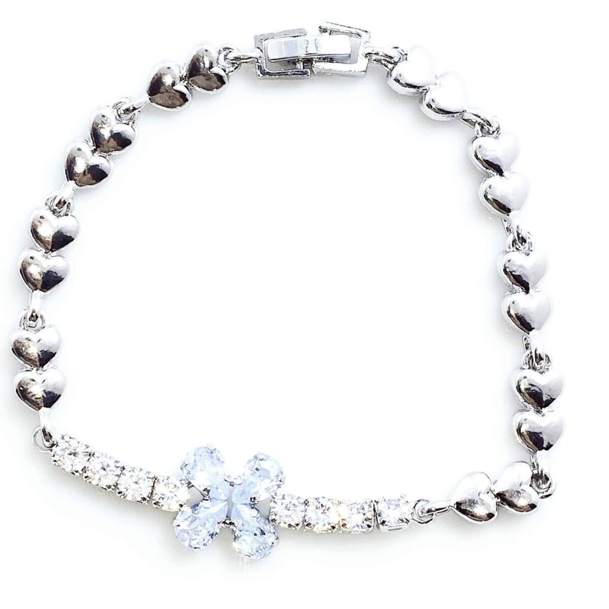 Rhinestone crystal silver flower Bracelet - Image 2