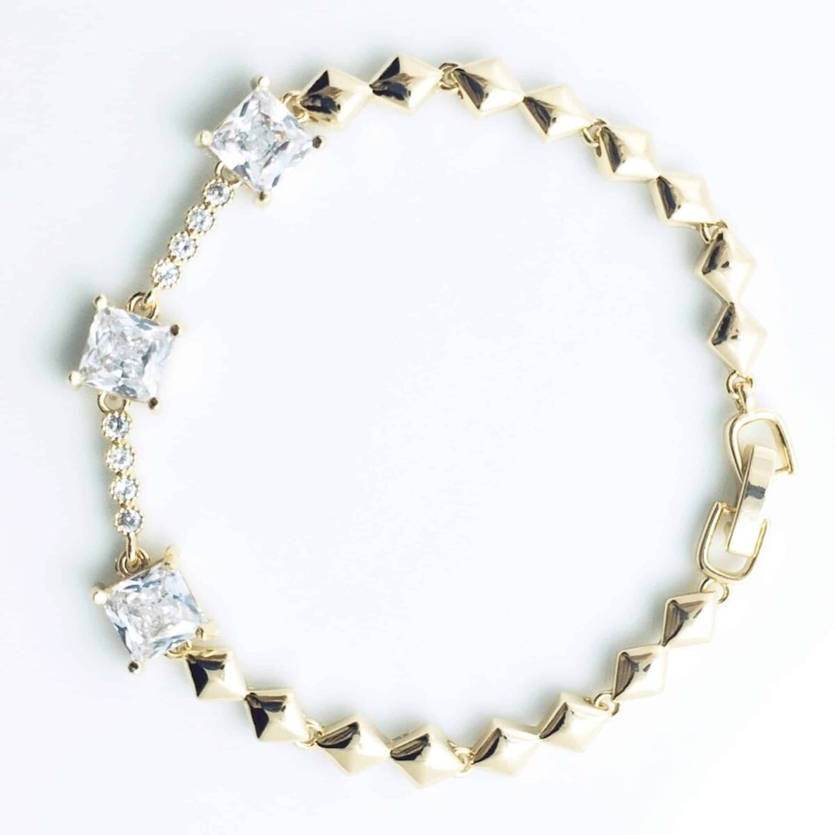 Carat Rhinestone Bracelet - gold - Image 4