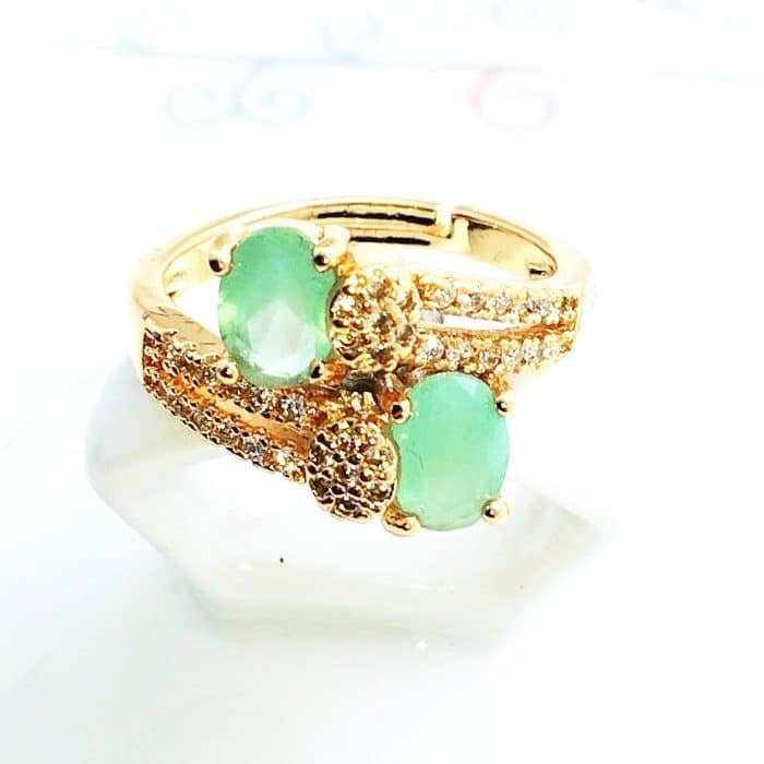 Carat Gold plated cubic zirconia Ring - Turquoise - Image 2