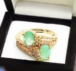 Carat Gold plated cubic zirconia Ring - Turquoise