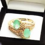 Carat Gold plated cubic zirconia Ring - Turquoise