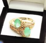 Carat Gold plated cubic zirconia Ring - Turquoise