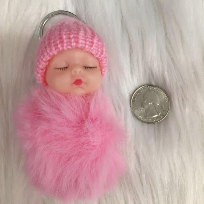 cute sleeping baby faux fur keychain - Image 7