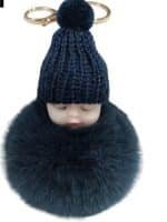 cute sleeping baby faux fur keychain - Image 3