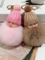 cute sleeping baby faux fur keychain - Image 2