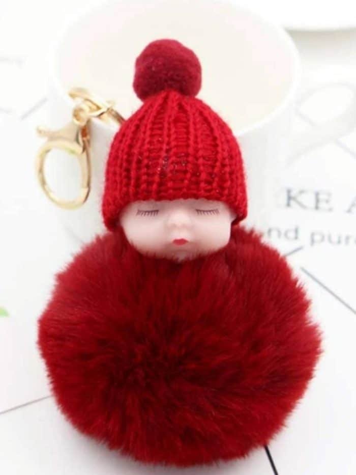 cute sleeping baby faux fur keychain - Image 9