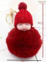 cute sleeping baby faux fur keychain - Image 11