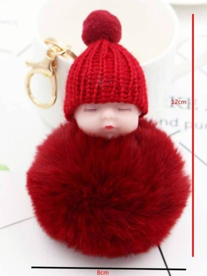 cute sleeping baby faux fur keychain - Image 11