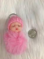 cute sleeping baby faux fur keychain - Image 10