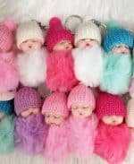 cute sleeping baby faux fur keychain - Image 5