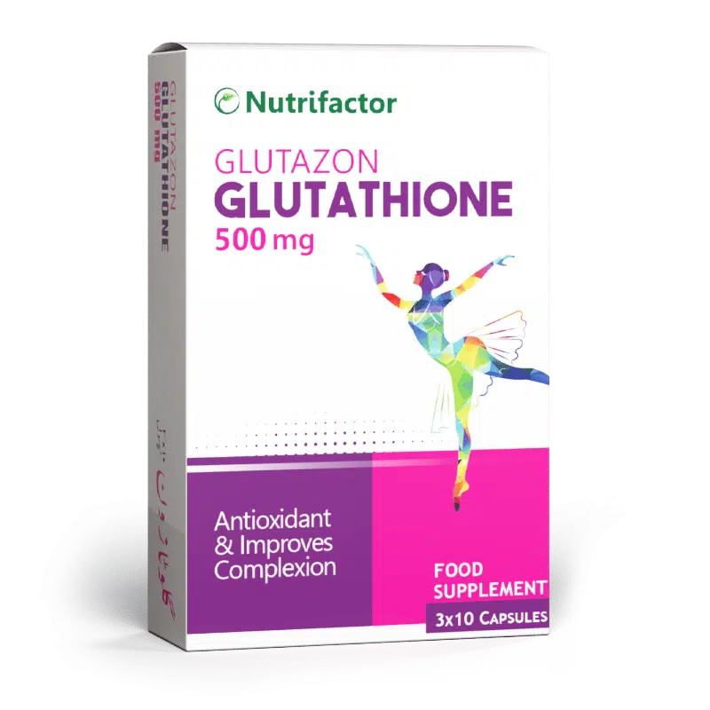 Glutazonnew-min.png Nutrifactor Glutazone 500Mg 30Tablets - Image 1