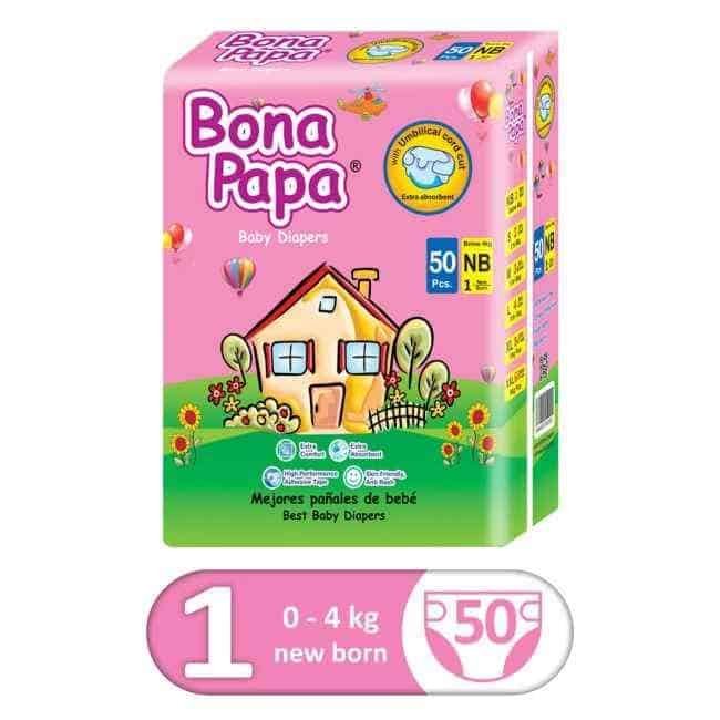 bona_papa_baby_diaper_nb_newborn_size_1_50_pcs.jpg Bona Papa Economy Nb 50 Pcs (Size 1 ) - Image 1