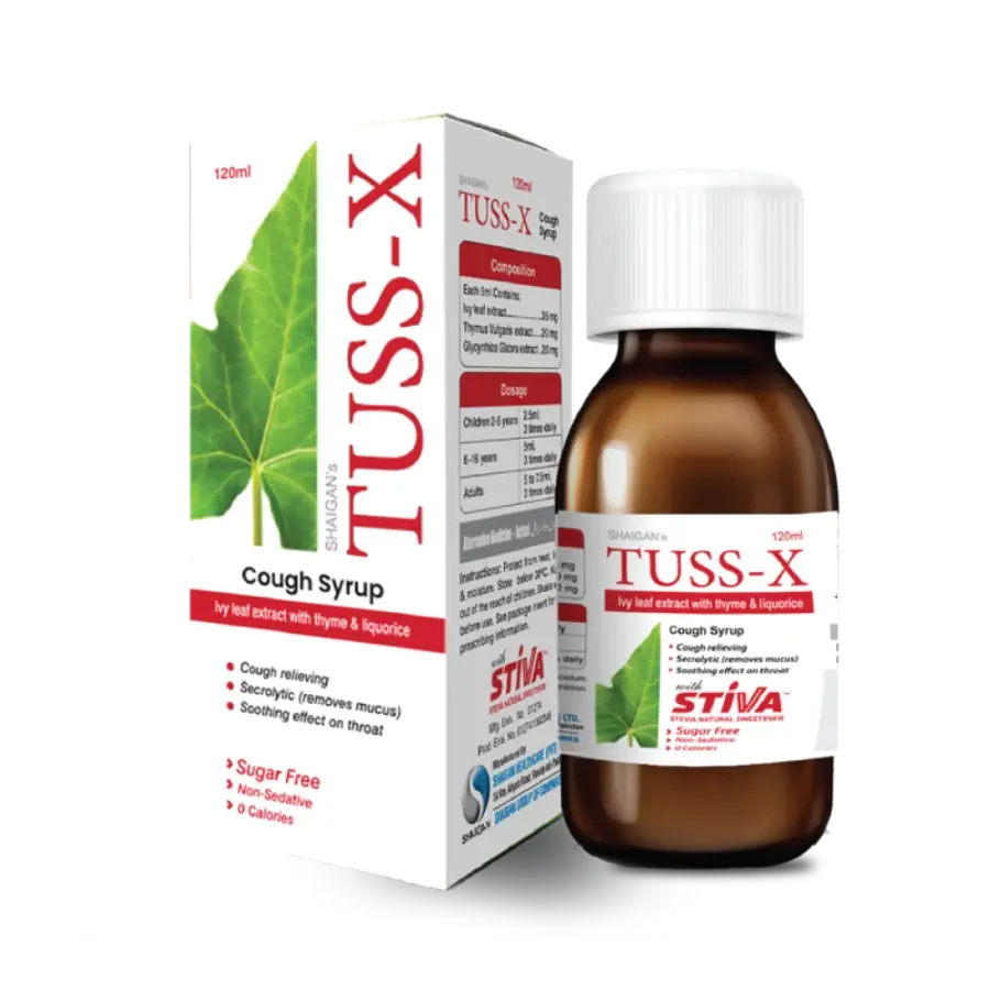 Tuss-X-Syrup-Shaigan-Health-Care-71771037.png TUSS-X COUGH SYRUP 120ML - Image 1