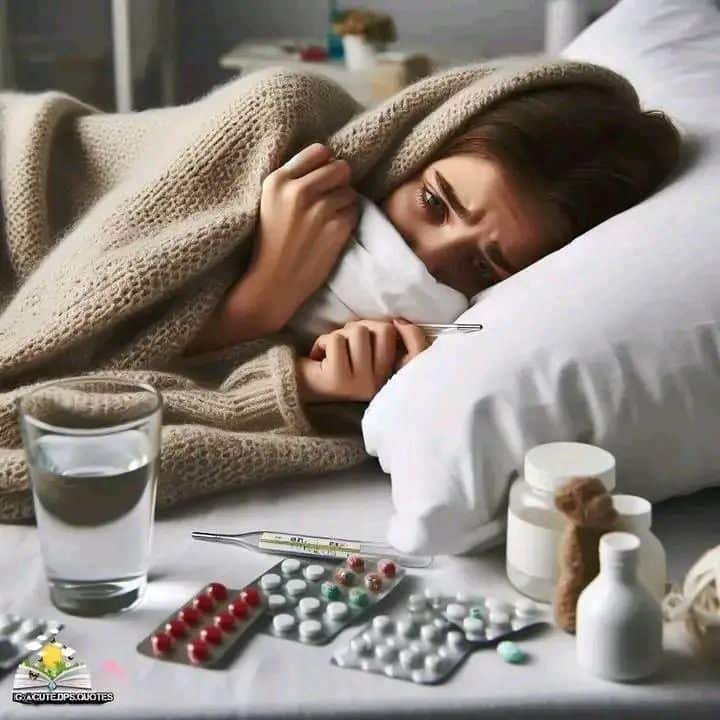 Person resting in bed with a prolonged fever caused by typhoid