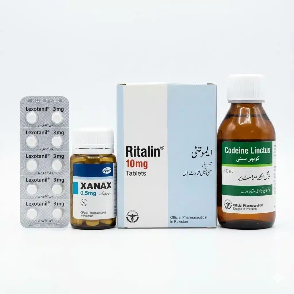 Person ordering medicine online on a phone with a delivery package