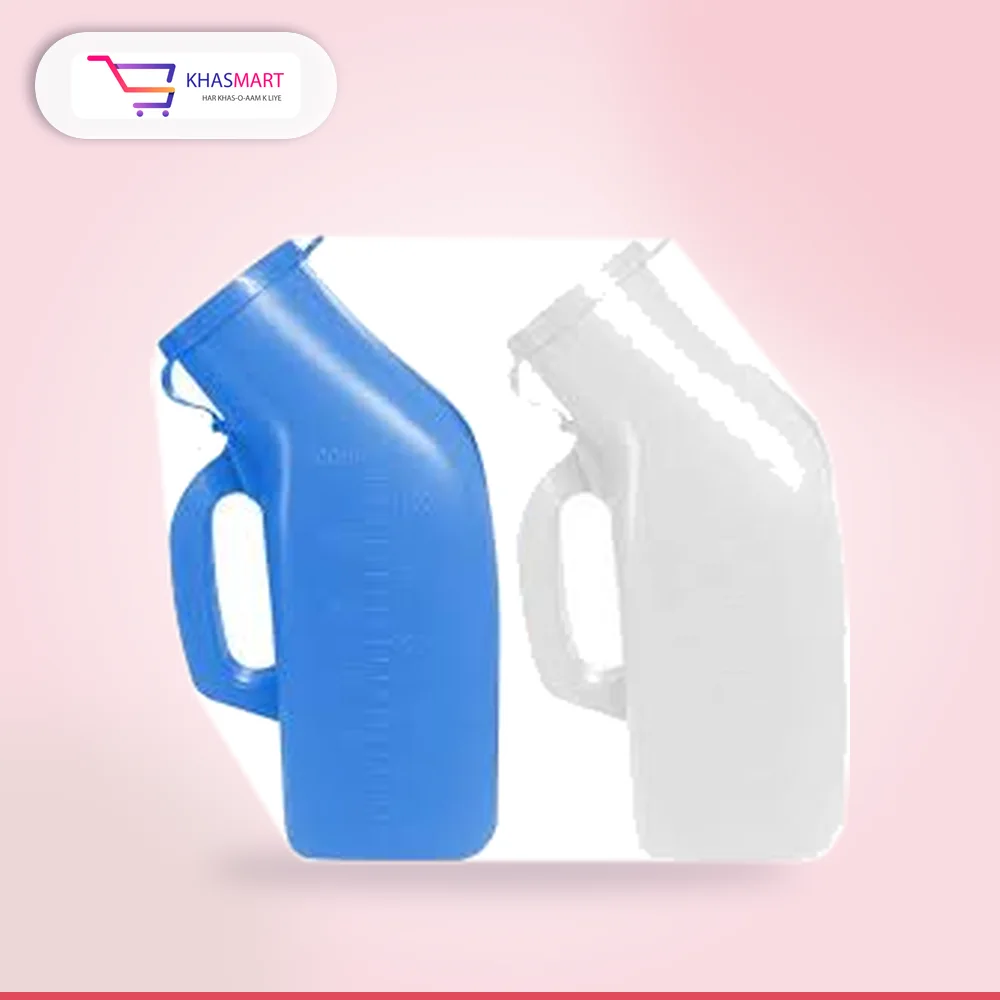 Urine Pot With Cap Blue White