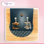 Everyday Cubic Ear Hoops – caramel brown