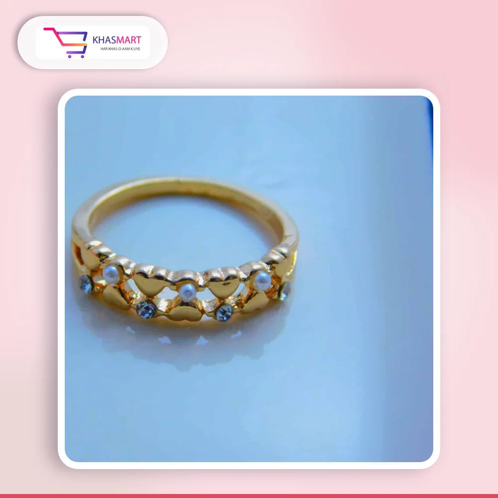 Dual Heart Band Valentine Ring – Golden
