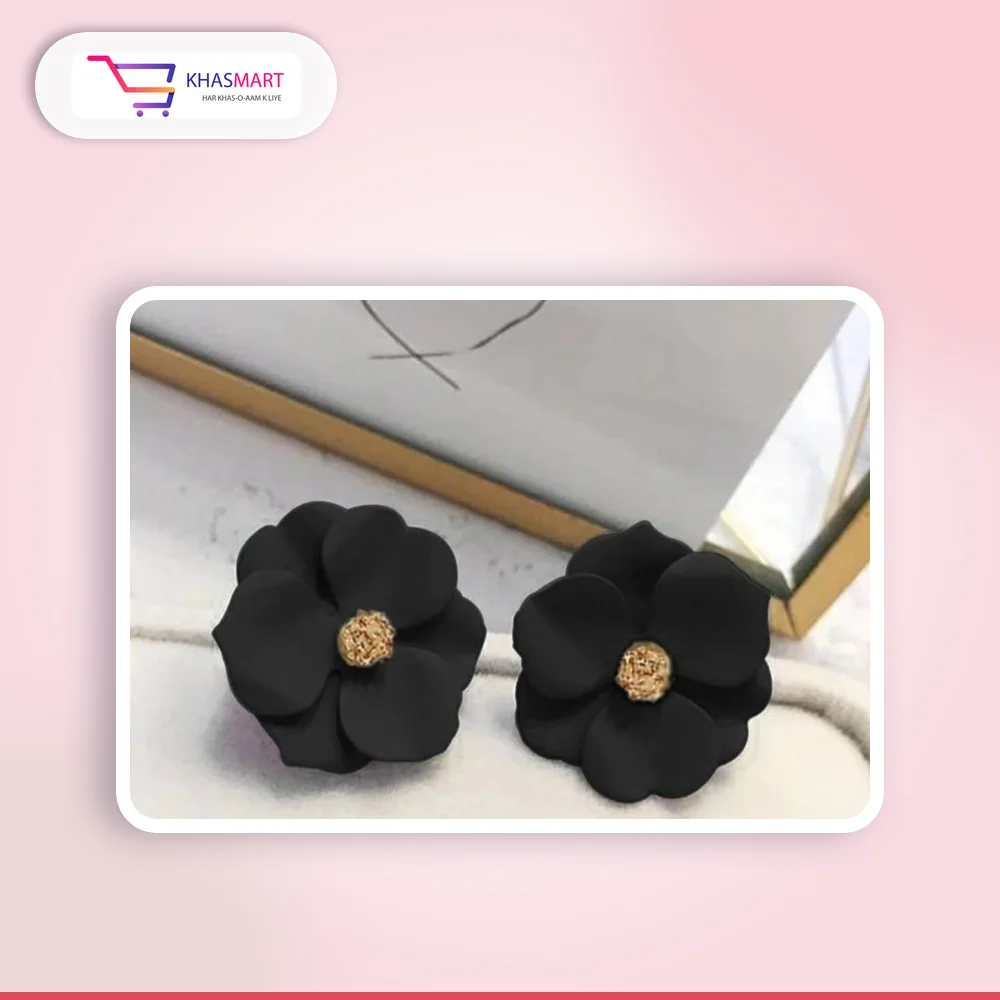 Eligant flower stud Earrings – Black