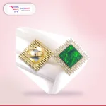 Cubic Coloured Large stone Ring – Green