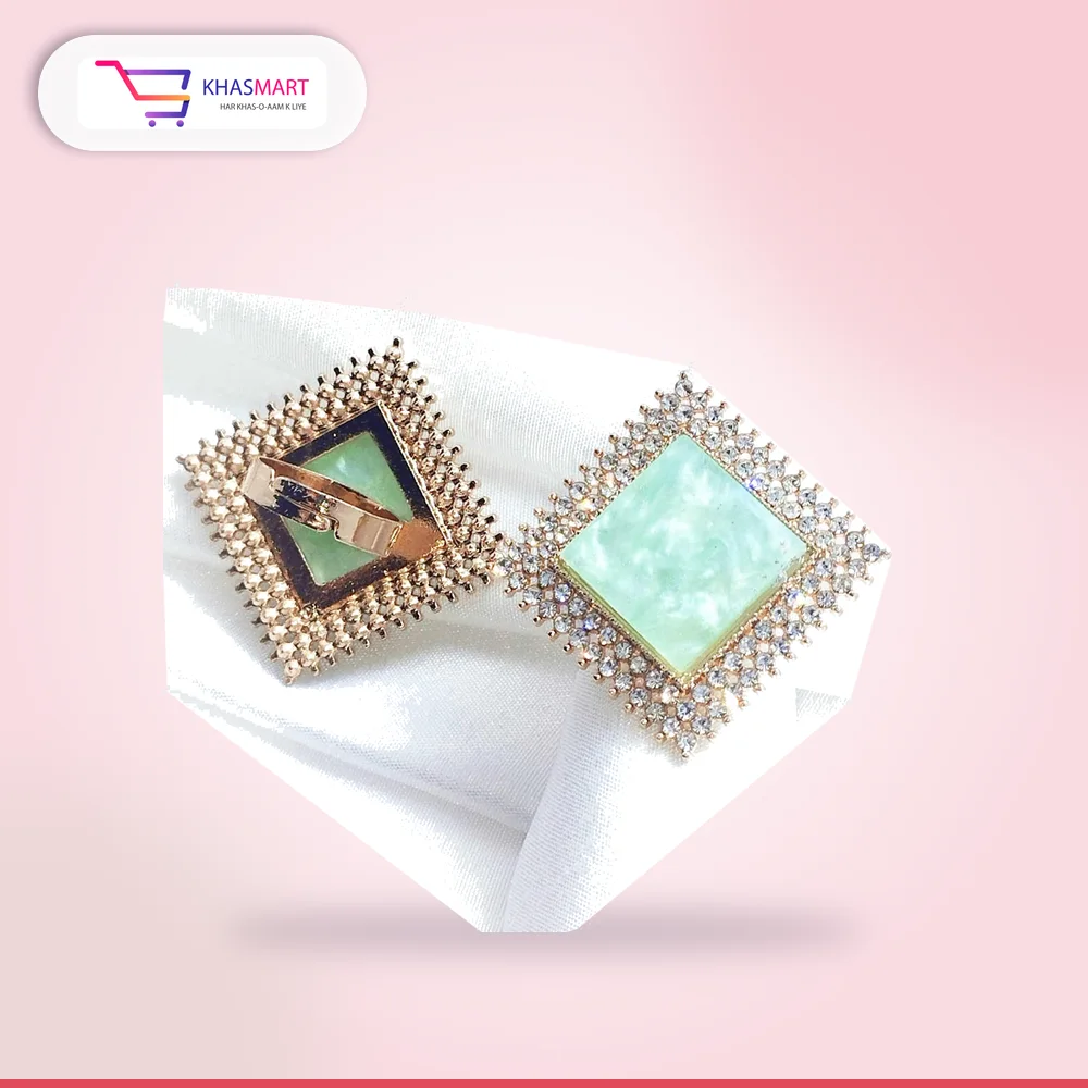 Cubic Coloured Large stone Ring – aquamarine